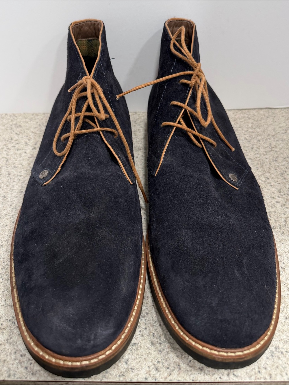RUSTIC ASPHALT Suede Leather Chukka Boots - Men's Size 44M (10.5) - Blue & Tan